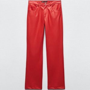 Zara FULL LENGTH FAUX LEATHER PANTS